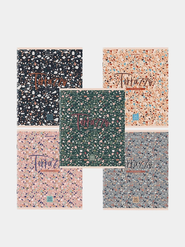 Тетрадь BRAUBERG "Terrazzo", А5, скоба, клетка, 96 листов