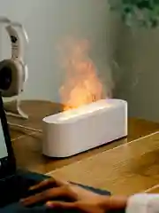 Белый увлажнитель воздуха ночник с эффектом пламени, аромадиффузор с подсветкой