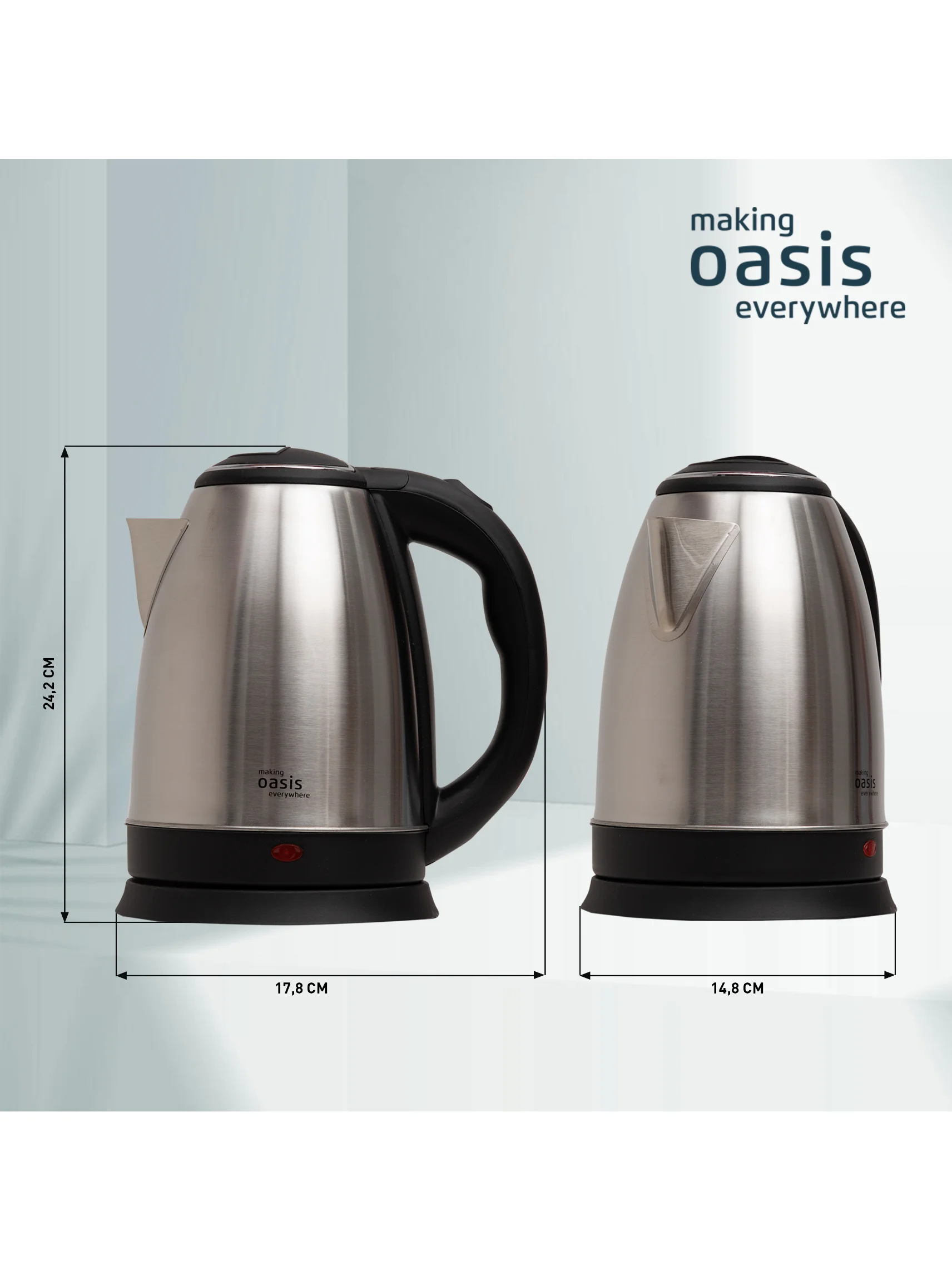 Серебряный электрический чайник making Oasis everywhere K-10NS