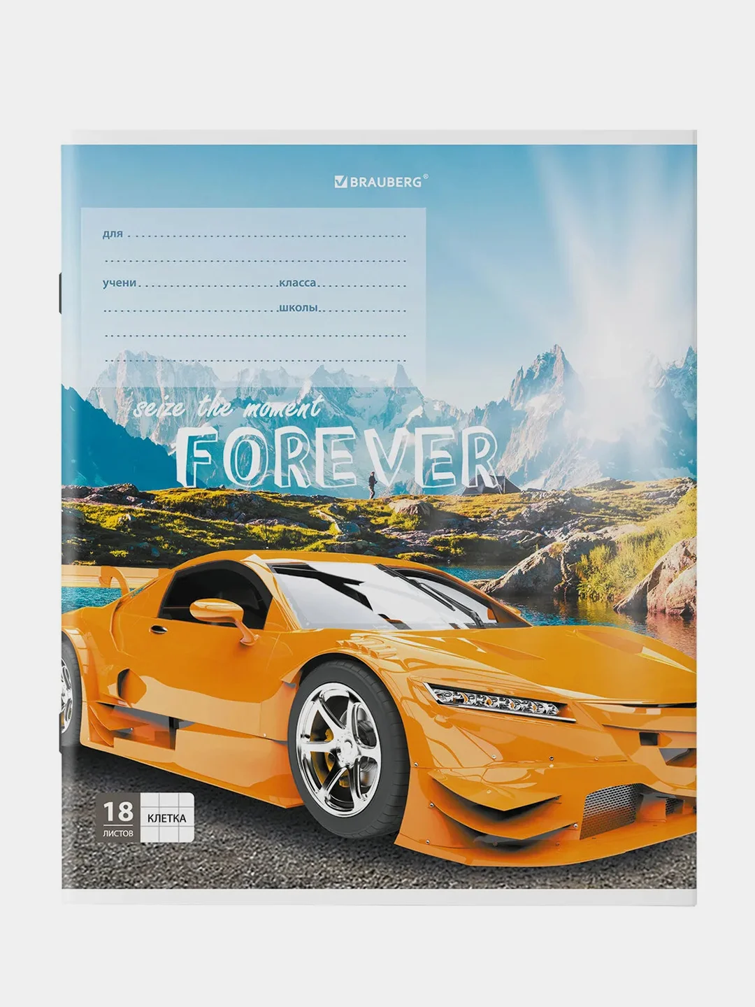 Тетрадь BRAUBERG "Sports car", клетка, 18 листов, 10 штук