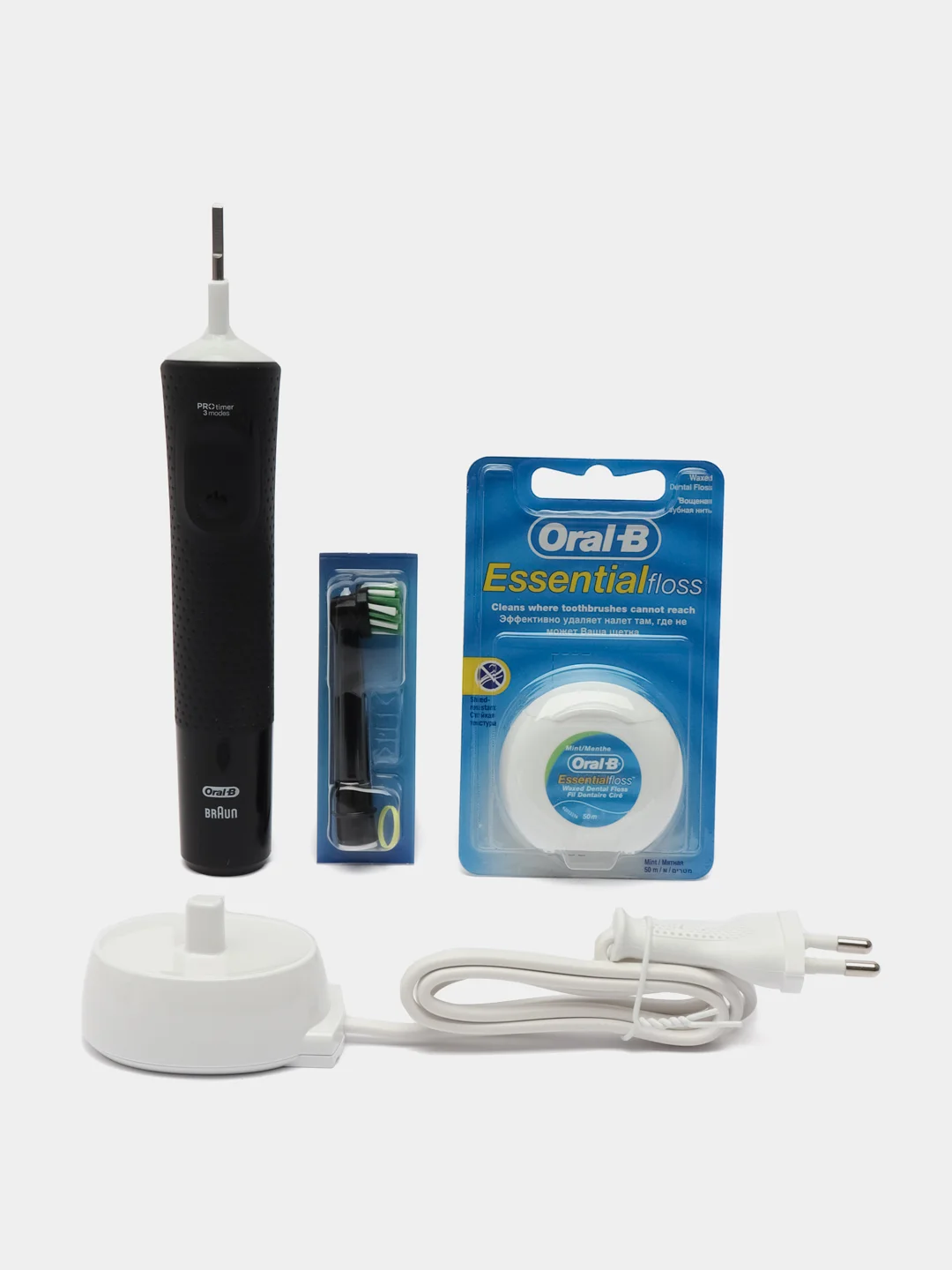 Набор электрическая зубная щётка Oral-B Vitality Pro c зубной нитью, черная