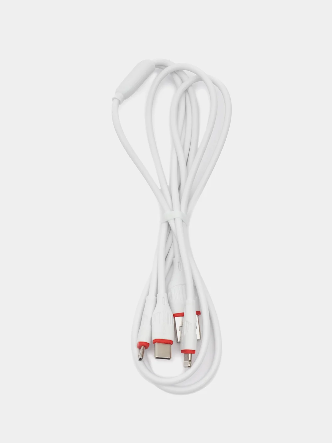 Белый зарядный кабель 3 в 1 Borofone bx17 for iphone (lightning) + micro + type-c