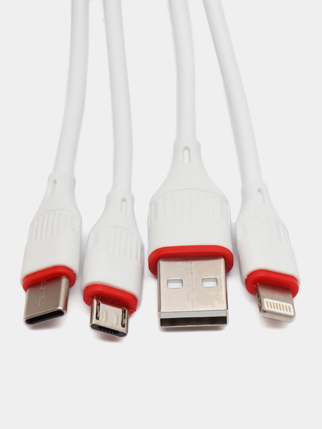 Белый зарядный кабель 3 в 1 Borofone bx17 for iphone (lightning) + micro + type-c