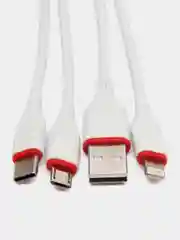 Белый зарядный кабель 3 в 1 Borofone bx17 for iphone (lightning) + micro + type-c