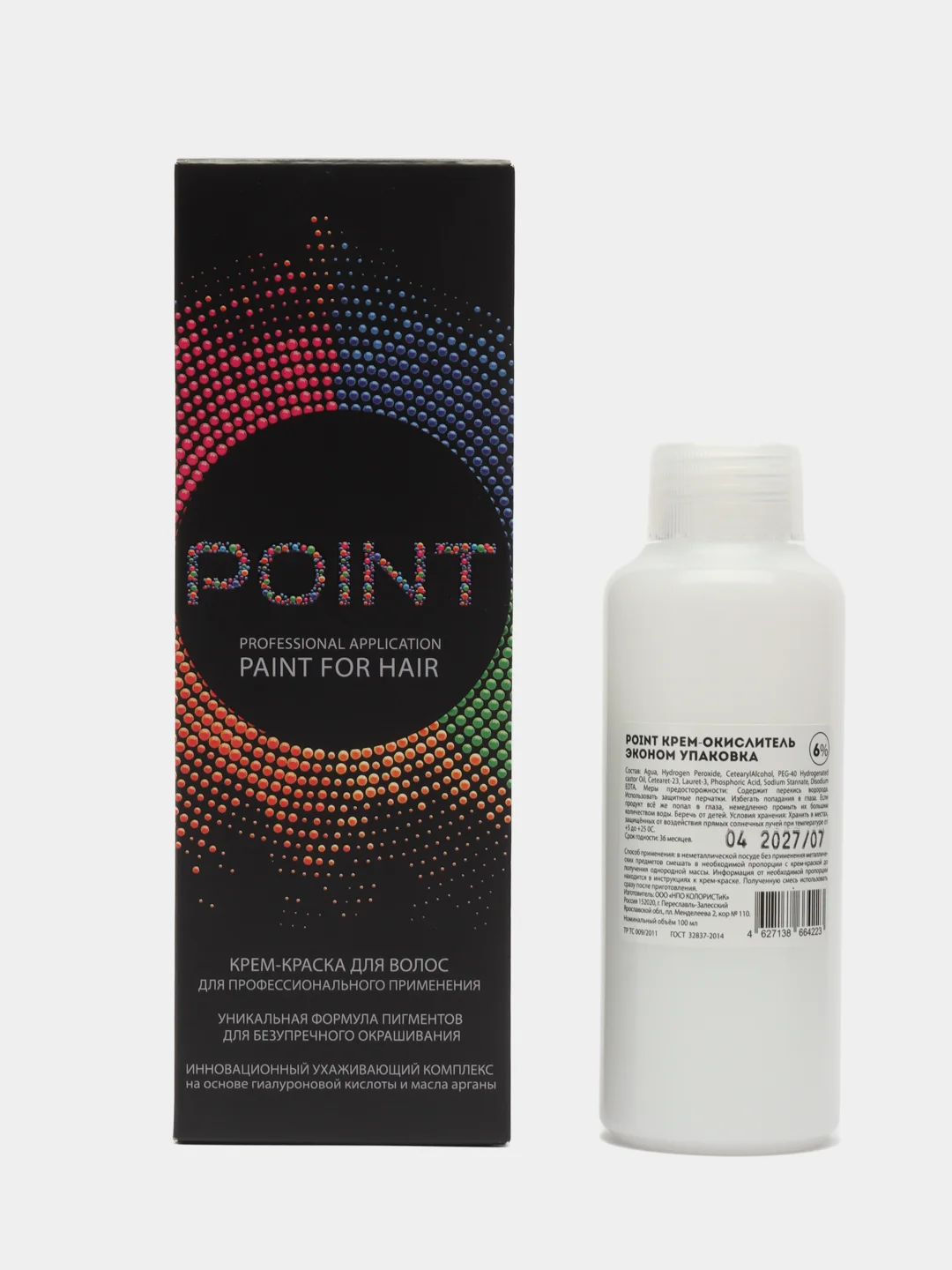 POINT ПРОМО Корректор базы для осветленных волос №0.10,Усилитель пеп(графит)+ 6% 100/100мл