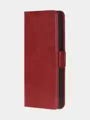 Алый чехол-книжка для Realme C65 (4G) из высококачественной искусственной кожи
