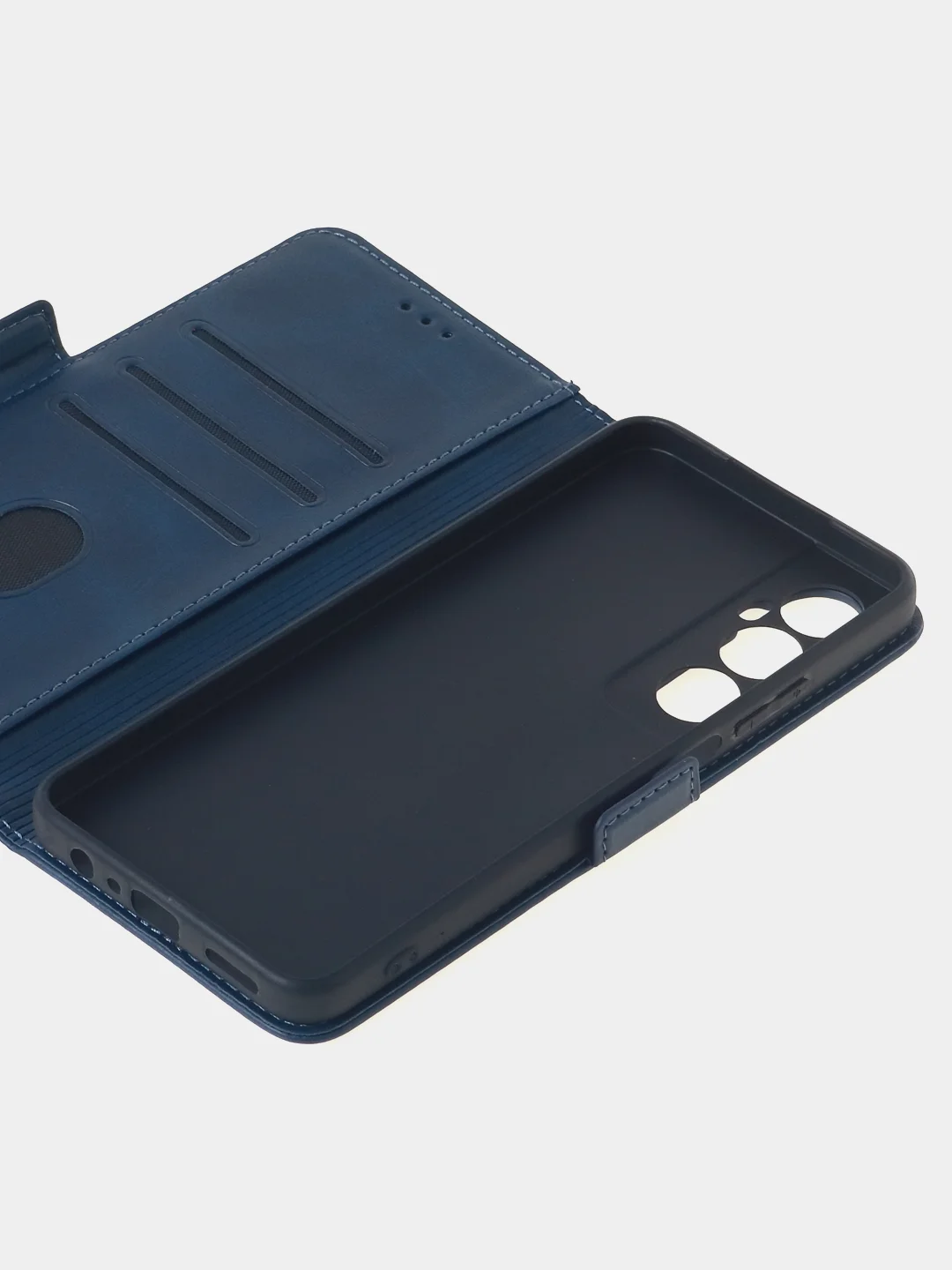 Темно-синий чехол-книжка для Realme C65 (4G) из высококачественной искусственной кожи