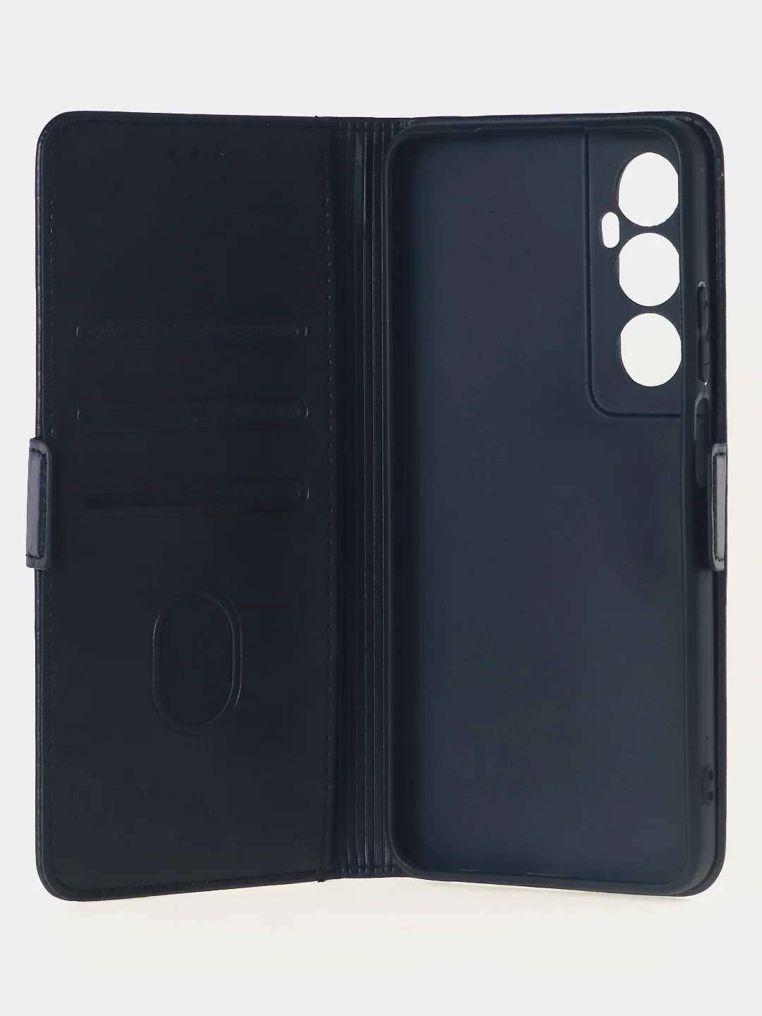 Угольный чехол-книжка для Realme C65 (4G) из высококачественной искусственной кожи