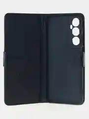 Угольный чехол-книжка для Realme C65 (4G) из высококачественной искусственной кожи