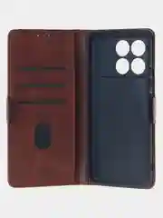 Терракотовый чехол-книжка для Poco X6 Pro (5G) из высококачественной искусственной кожи