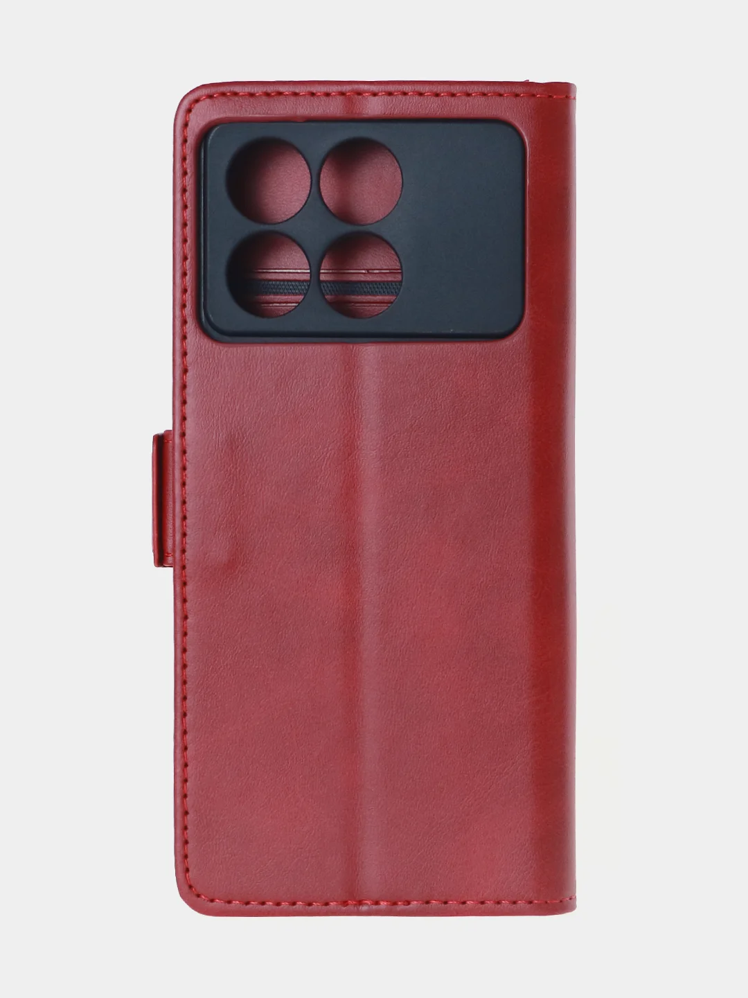 Алый чехол-книжка для Poco X6 Pro (5G) из высококачественной искусственной кожи