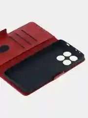 Алый чехол-книжка для Poco X6 Pro (5G) из высококачественной искусственной кожи