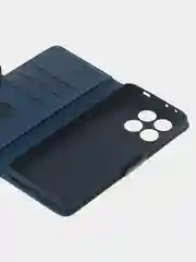 Темно-синий чехол-книжка для Poco X6 Pro (5G) из высококачественной искусственной кожи