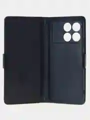 Угольный чехол-книжка для Poco X6 Pro (5G) из высококачественной искусственной кожи