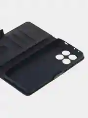 Угольный чехол-книжка для Poco X6 Pro (5G) из высококачественной искусственной кожи