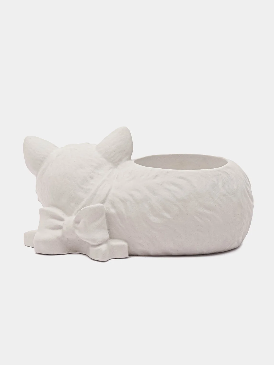 Белый сувенир, кашпо, подсвечник, фигурка кошки, кот , гипс