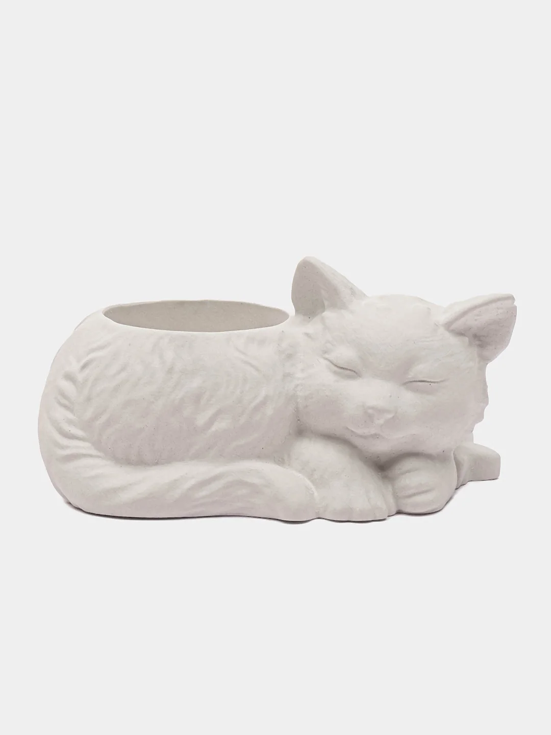 Белый сувенир, кашпо, подсвечник, фигурка кошки, кот , гипс