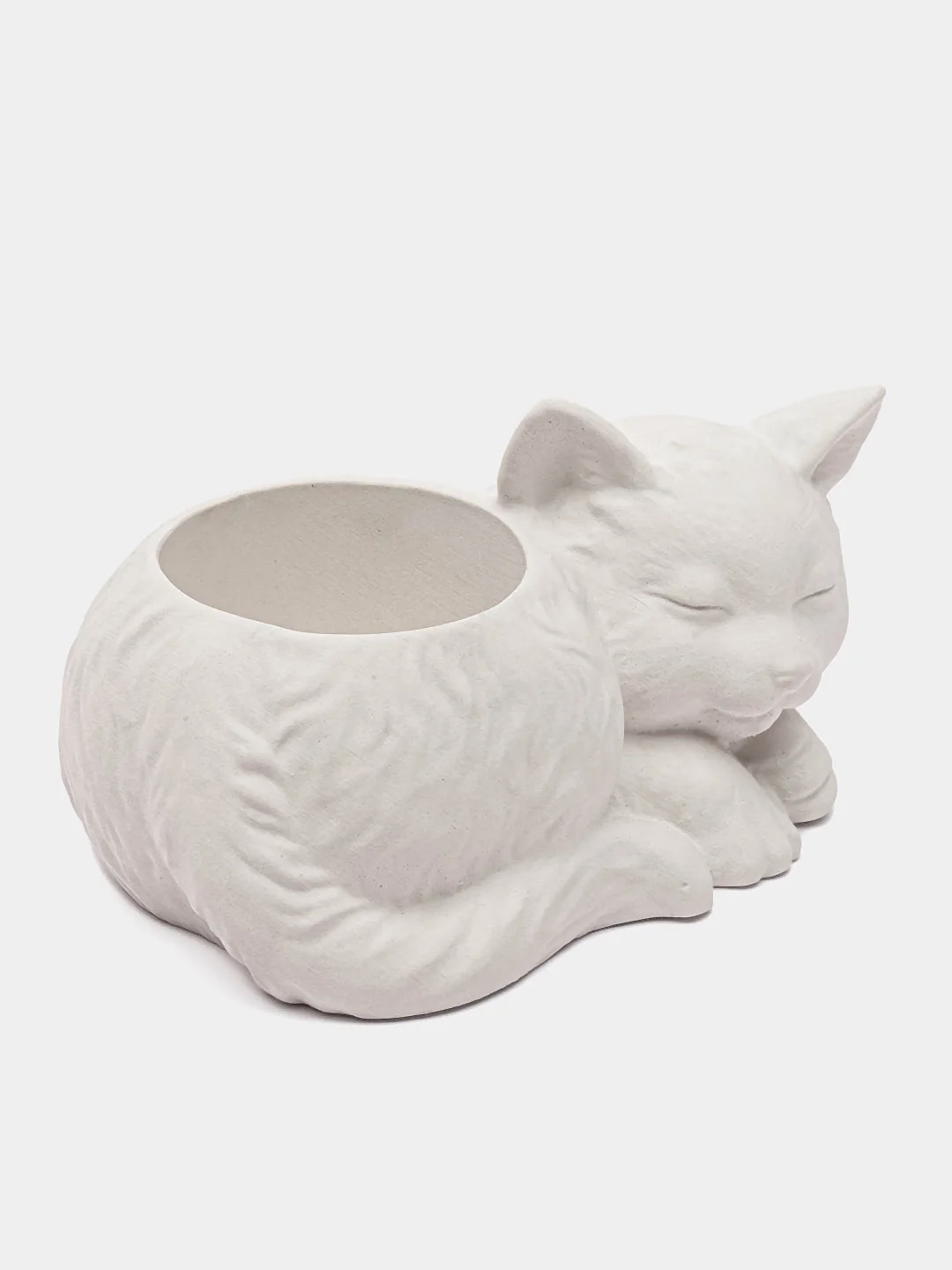 Белый сувенир, кашпо, подсвечник, фигурка кошки, кот , гипс