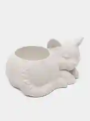 Белый сувенир, кашпо, подсвечник, фигурка кошки, кот , гипс