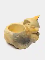 Разноцветный сувенир, кашпо, подсвечник, фигурка кошки, кот , гипс