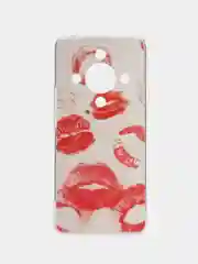 Алый силиконовый чехол на Honor X9B / Хонор X9B прозрачный, с рисунком, защита камеры