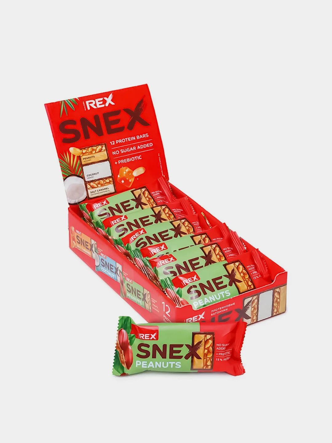 Батончик многослойный протеиновый ProteinRex SNEX, арахис, в какао-глазури, 50 г