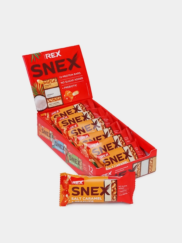 Батончик многослойный протеиновый ProteinRex SNEX "Соленая карамель", в какао-глазури, 50г