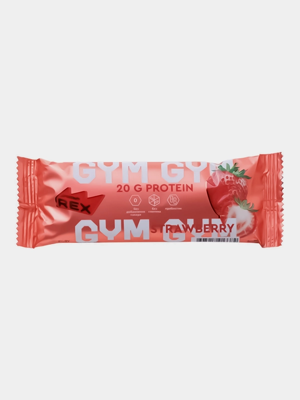 Батончик протеиновый Protein Rex GYM "Клубничный десерт", без глазури, 15 штук по 60 г
