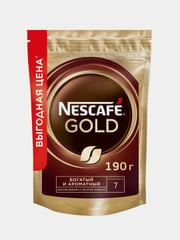 Кофе растворимый Nescafe Gold, сублимированный с добавлением молотого, дой-пак, 190 г