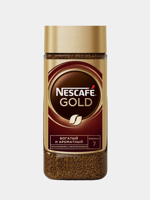 Кофе растворимый Nescafe Gold, сублимированный с добавлением молотого, стекл.банка, 190 г