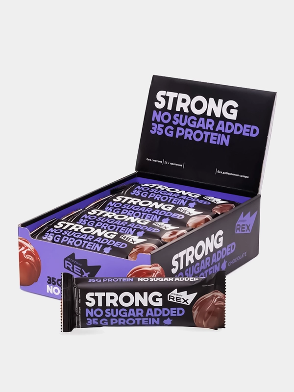 Батончик Protein Rex STRONG "Шоколадный", протеиновый, 12 штук по 100 г