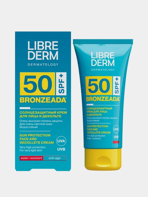 Солнцезащитный крем для лица и зоны декольте LIBREDERM BRONZEADA, SPF50, 50 мл