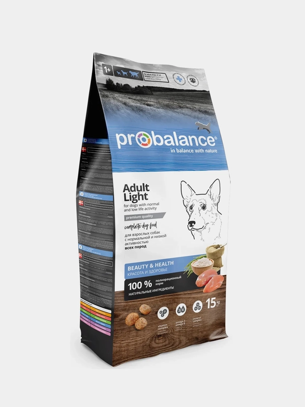 Корм сухой ProBalance "Adult Light" для взрослых собак всех пород, 15 кг