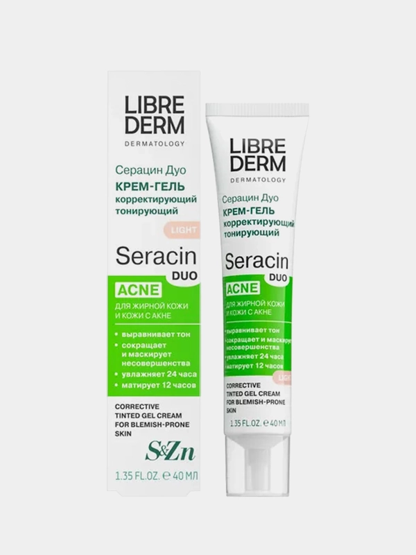Крем-гель для лица LIBREDERM Серацин ДУО, корректирующий, светло-бежевый тон, 40 мл