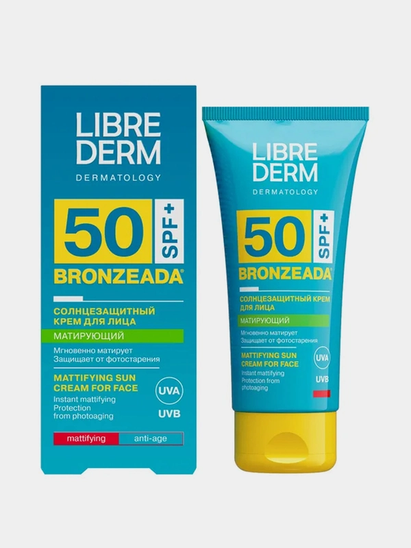 Солнцезащитный матирующий крем для лица LIBREDERM BRONZEADA, SPF50, 50 мл