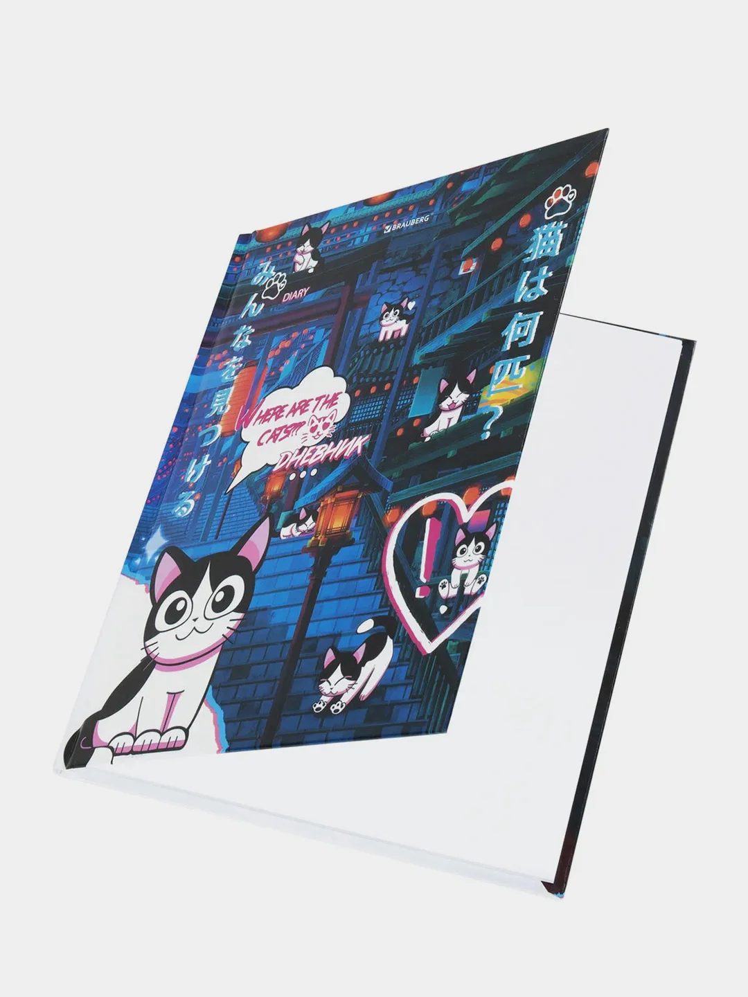 Дневник 1-11 класс BRAUBERG "Anime Cats", твердый, глянцевая ламинация, 40 листов