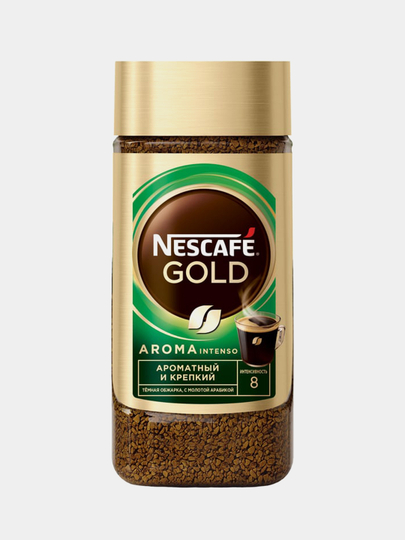 Кофе растворимый Nescafe Gold Aroma Intenso сублимиров. с добавл.молот., стекл.банка, 85 г