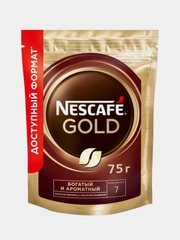 Кофе растворимый Nescafe Gold, сублимированный с добавлением молотого, дой-пак, 75 г