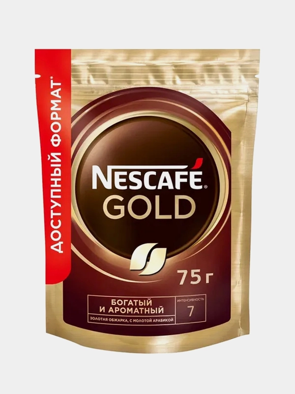 Кофе растворимый Nescafe Gold, сублимированный с добавлением молотого, дой-пак, 75 г