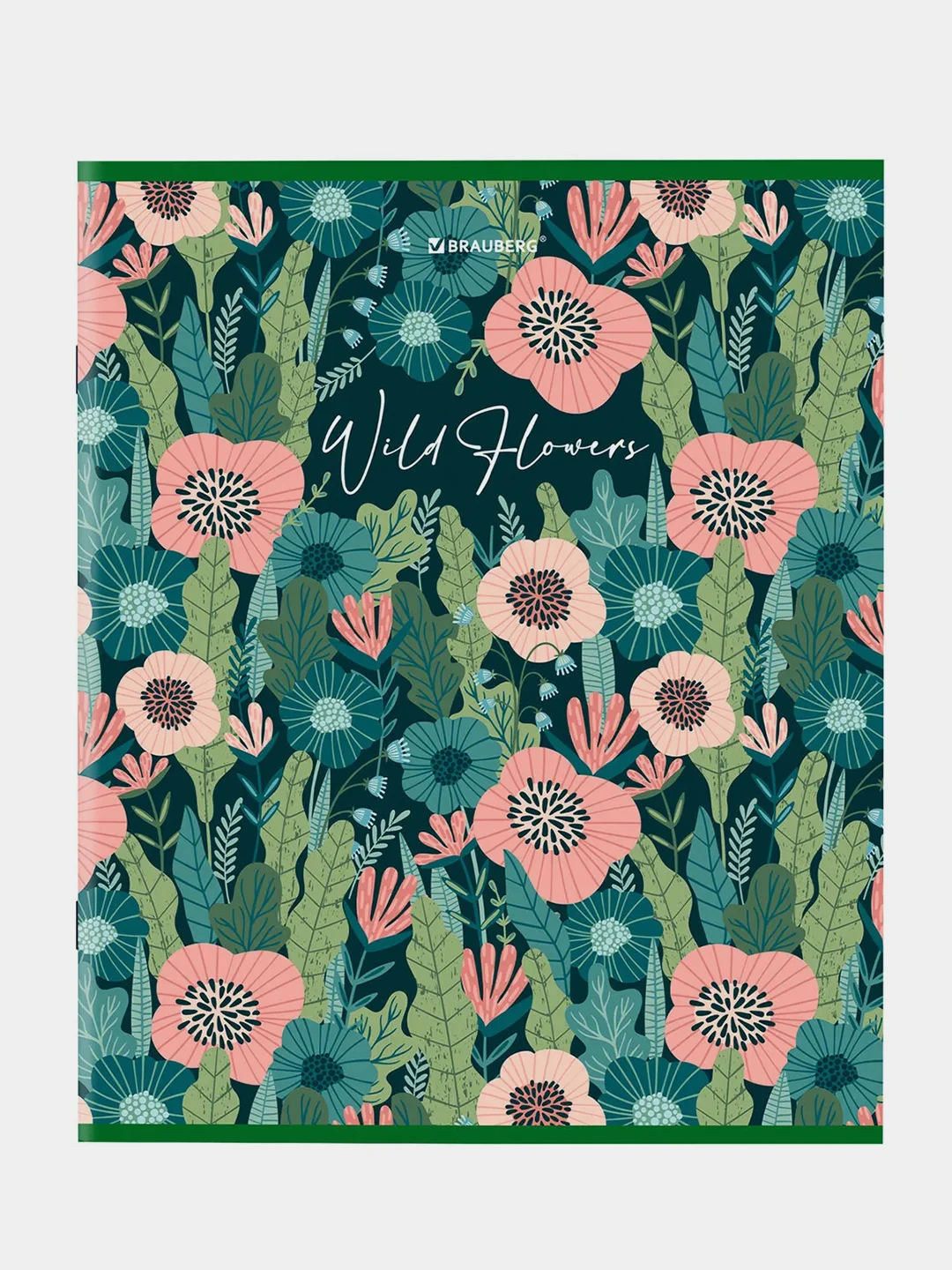 Тетрадь BRAUBERG "Wild Flowers", А5, скоба, клетка, 96 листов