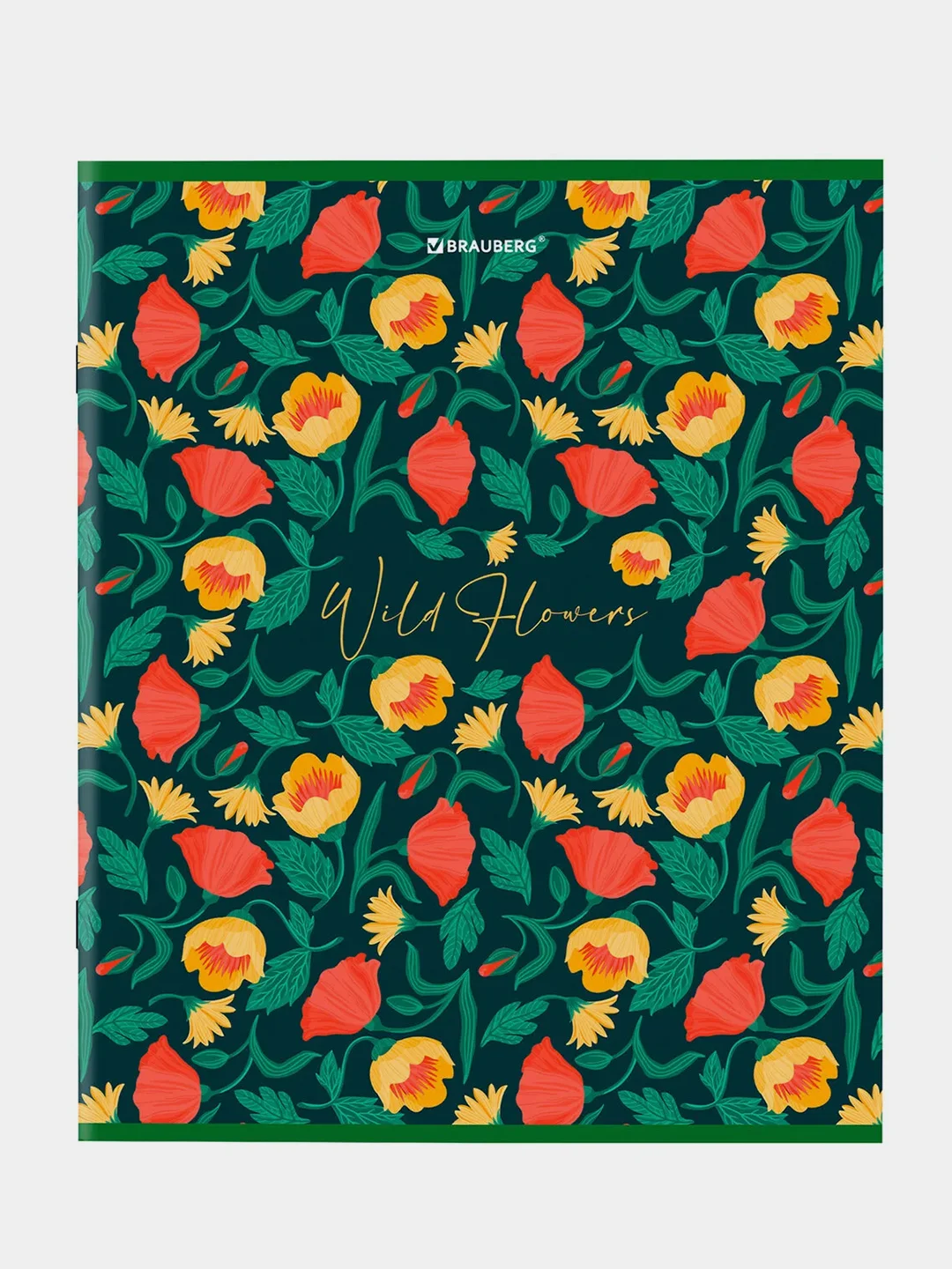 Тетрадь BRAUBERG "Wild Flowers", А5, скоба, клетка, 96 листов