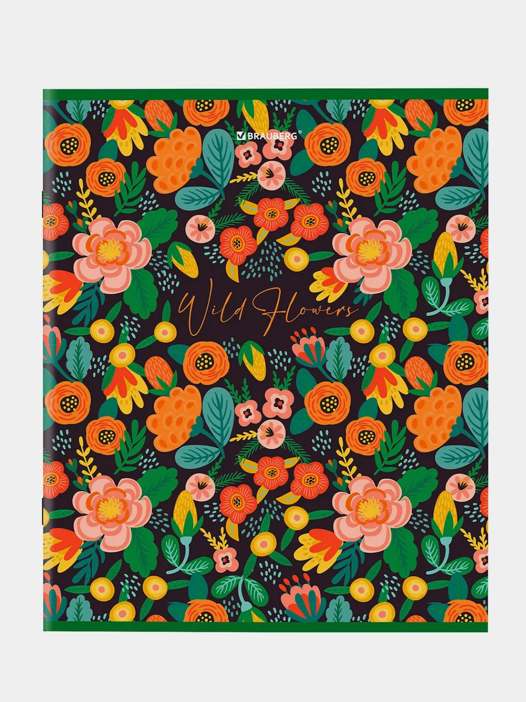 Тетрадь BRAUBERG "Wild Flowers", А5, скоба, клетка, 96 листов