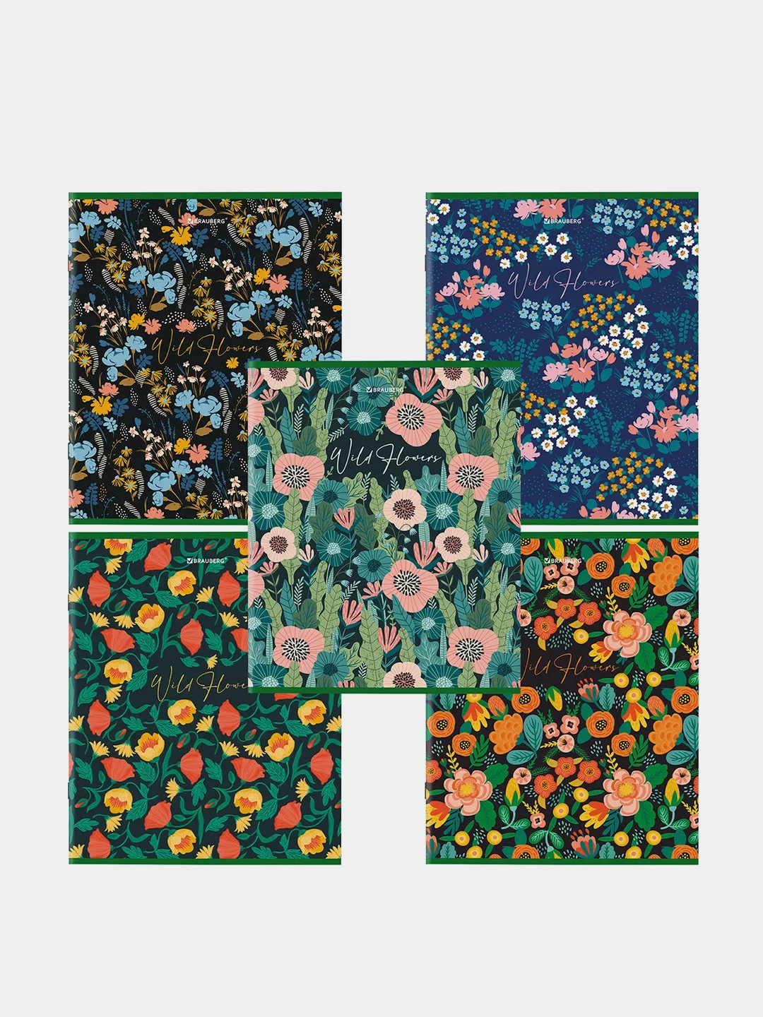 Тетрадь BRAUBERG "Wild Flowers", А5, скоба, клетка, 96 листов