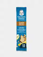 Батончик фруктово-злаковый GERBER с яблоком и бананом, c 12 месяцев, 1 шт