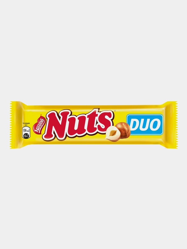 Шоколадный батончик Nuts DUO с фундуком, 66г