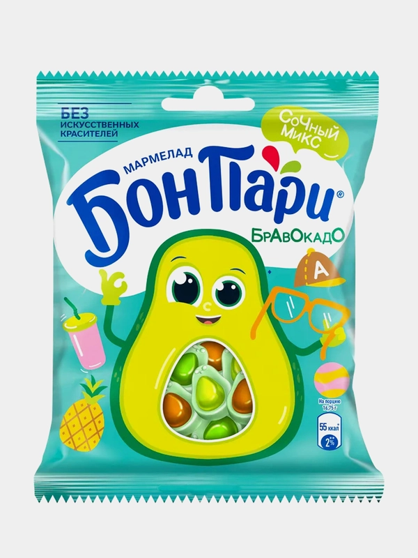Мармелад жевательный, фигурный, БОН ПАРИ БРАВОКАДО, со вкусом фруктов, 100г