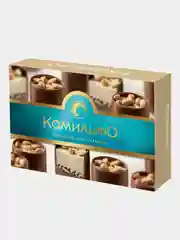 Шоколадные конфеты КОМИЛЬФО с двухслойной начинкой, миндаль и крем-карамель, 116 г
