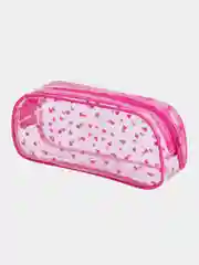 Пенал-косметичка BRAUBERG LUCENT "Hearts", на молнии, прозрачный, 21х5х9 см