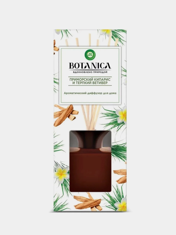 Аромадиффузор с палочками Airwick Botanica "Приморский кипарис и терпкий ветивер", 80 мл