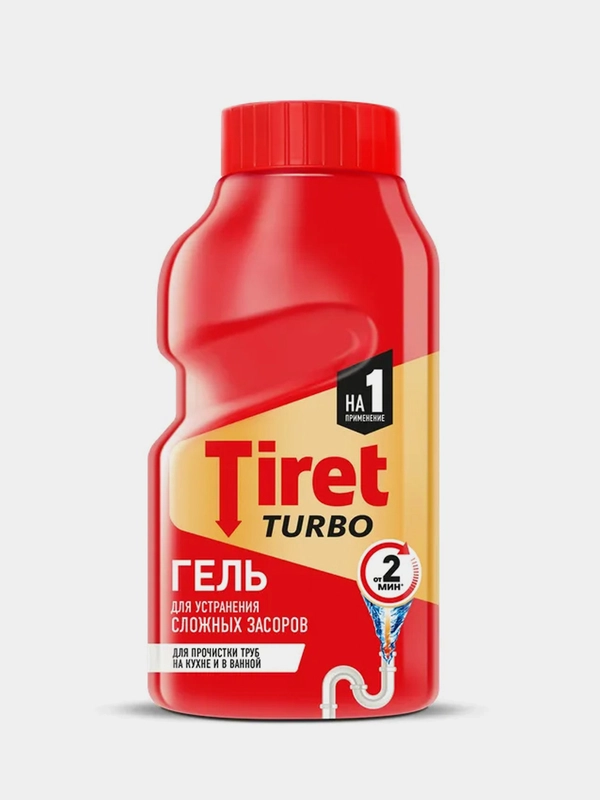Гель для устранения засоров в трубах TIRET Turbo, 200мл